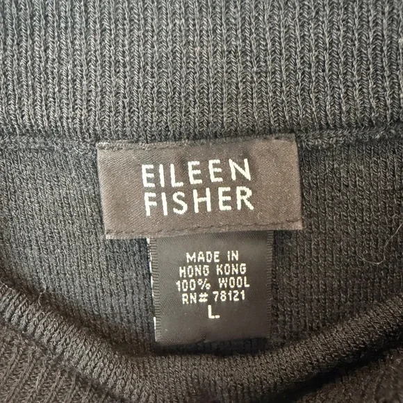 Eileen Fisher Black Wool Knit Midi Skirl Size Large - Picture 3 of 5